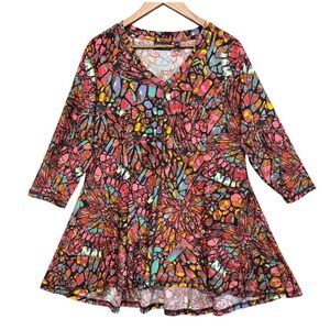 Attitudes by Renee Tunic Top Women XL Art to Wear Multi Butterfly Wing Stretch